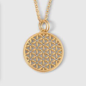 Hanedan Mandala Sacred Geometric Pendant Lotus Flower of Life 24K Gold Diamonds